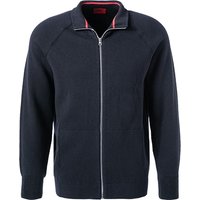 HUGO Herren Strickjacke blau Wolle unifarben von HUGO