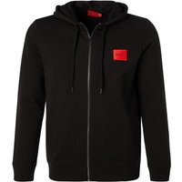 HUGO Herren Sweatjacke schwarz Baumwolle unifarben von HUGO