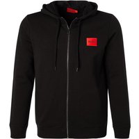 HUGO Herren Sweatjacke schwarz Baumwolle unifarben von HUGO