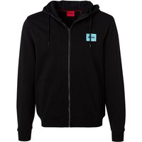 HUGO Herren Sweatjacke schwarz Baumwolle unifarben von HUGO