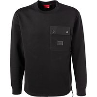 HUGO Herren Sweatshirt schwarz Baumwolle unifarben von HUGO