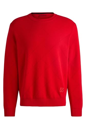 HUGO Herren Symond Relaxed-Fit Pullover aus Baumwolle mit quadratischem Strickmuster Hellrosa M HUGO Herren Symond Relaxed-Fit Pullover aus Baumwolle mit quadratischem Strickmuster Hellrosa M von HUGO