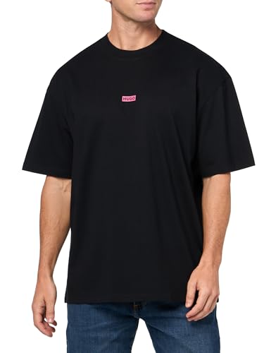 HUGO Herren T-Shirt Small Logo Block Baumwolle, schwarz-Carbon, L von HUGO