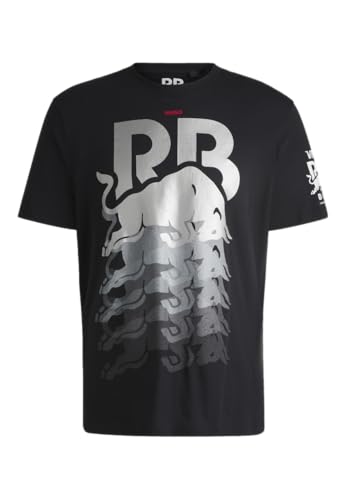 HUGO Herren-T-Shirt mit F1 2024 Racing Bull Team All Over Logo, Schwarz, XX-Large von HUGO