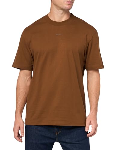 HUGO Herren-T-Shirt mit kleinem Logo in der Mitte, Jersey, kurzärmelig, Brauner Zucker, XX-Large von HUGO