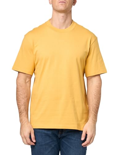 HUGO Herren-T-Shirt mit kleinem Logo in der Mitte, Jersey, kurzärmelig, Bright Banana, XL von HUGO