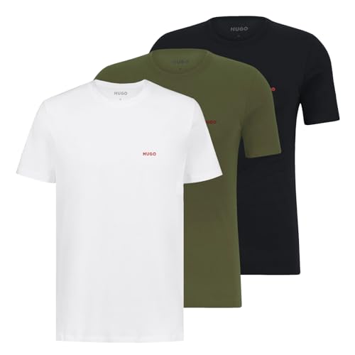 HUGO Herren T-Shirts Kurzarmshirts Cotton Crew-Neck 3er Pack, Farbe:Mehrfarbig, Größe:2XL, Artikel:-345 Blue/Olive/White von HUGO