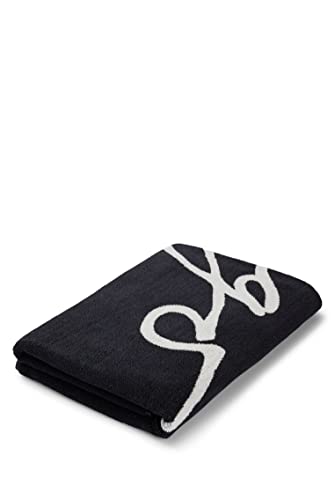 HUGO Herren TowelHandwrittenLogo Badetuch aus Bio-Baumwolle mit handgeschriebenem Logo Schwarz Stck von HUGO