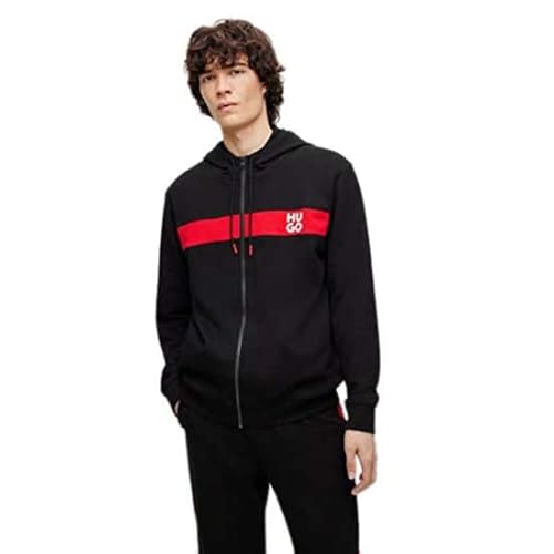 HUGO Herren TracksuDapieDoaky IN Trainingsanzug aus Baumwoll-Terry mit Streifen und Stack-Logos Schwarz L von HUGO