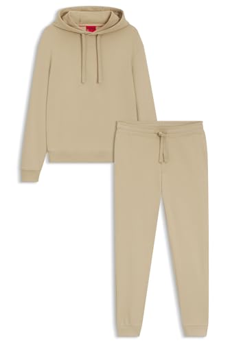 HUGO Herren Tracksuit DapoDayote Relaxed-Fit Trainingsanzug aus Baumwolle mit Logo-Prints Beige S von HUGO