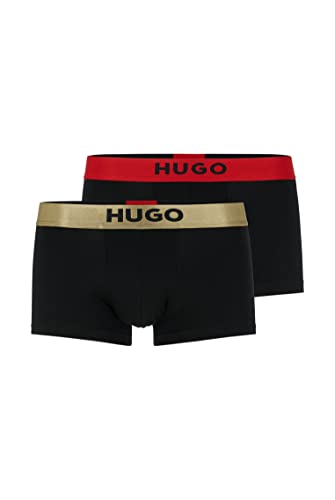 HUGO Herren Trunk 2P Gift Zweier-Pack Boxershorts aus Stretch-Baumwolle mit Logo am Bund Schwarz M von HUGO