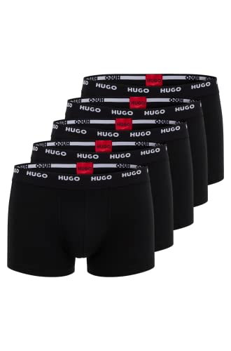 HUGO Herren Trunk Five Pack Fünfer-Pack eng anliegende Boxershorts aus Stretch-Baumwolle mit kurzem Bein und Logos am Bund, Black1,XXL von HUGO BOSS