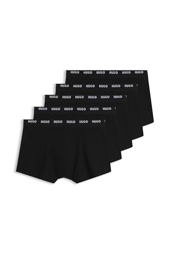 HUGO Herren Trunk Five Pack Fünfer-Pack eng anliegende Boxershorts aus Stretch-Baumwolle mit kurzem Bein und Logos am Bund Schwarz001 XXL von HUGO