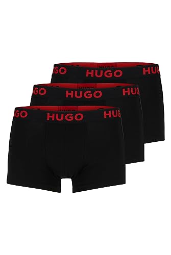 HUGO Herren Trunk Triplet Nebula Dreier-Pack eng anliegende Boxershorts aus Stretch-Jersey mit Logos am Bund Schwarz XL von HUGO