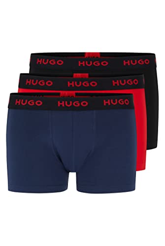 HUGO Herren Trunk Triplet Pack Dreier-Pack Boxershorts aus Stretch-Baumwolle mit Logos am Bund Gemustert S von HUGO