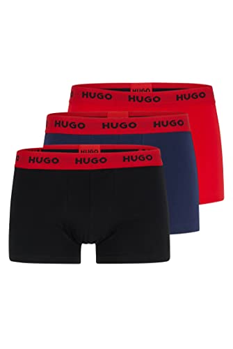 HUGO Herren Trunk Triplet Pack Dreier-Pack Boxershorts aus Stretch-Baumwolle mit Logos am Bund Schwarz M von HUGO