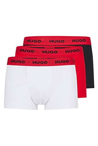 HUGO Herren Trunk Triplet Pack Dreier-Pack eng anliegende Boxershorts aus Stretch-Baumwolle mit kurzem Bein und Logo am Bund Gemustert972 XL von HUGO