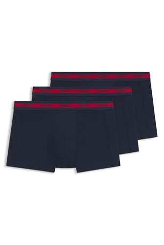 HUGO Herren Trunk Triplet Planet Dreier-Pack eng anliegende Boxershorts aus Stretch-Baumwolle mit Logo am Bund Dunkelblau M von HUGO