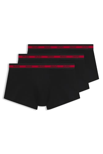 HUGO Herren Trunk Triplet Planet Dreier-Pack eng anliegende Boxershorts aus Stretch-Baumwolle mit Logo am Bund Schwarz002 XXL von HUGO