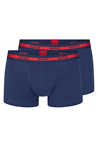 HUGO Herren Trunk Twin Pack Boxershorts, New - Navy410, S EU von HUGO