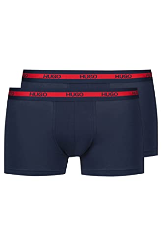 HUGO Herren Trunk Twin pack Boxershorts,, 2per pack Blau (Navy 410), Small (Herstellergröße: S) von HUGO