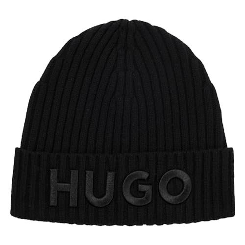 HUGO Herren Unisex-x565-6 BEANIE, Black1, Einheitsgröße EU von HUGO