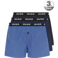 HUGO Herren Boxershorts blau Reine Baumwolle unifarben von HUGO