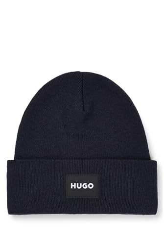 HUGO Herren Xevon Strickmütze mit Logo-Detail Dunkelblau Stck von HUGO