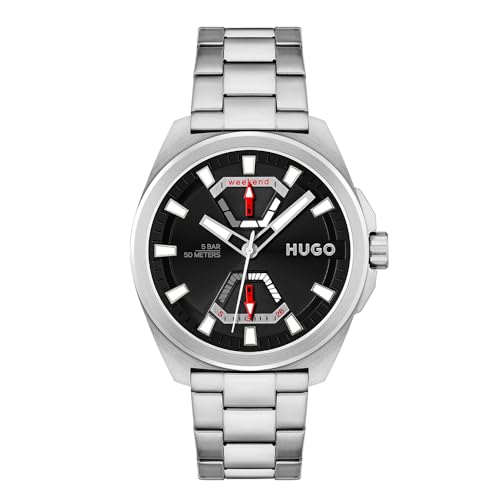 HUGO Multi Zifferblatt Quarz Uhr für Herren mit Silbernes Edelstahlarmband - 1530242 von HUGO