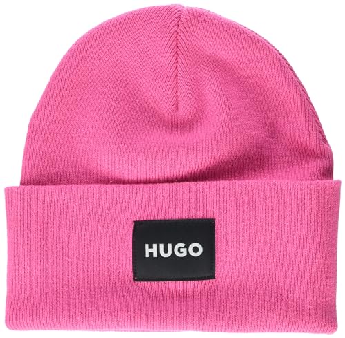 HUGO Herrenmütze mit quadratischem Logo, Baumwollmischgewebe, Rosa Nelke, Einheitsgröße von HUGO