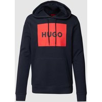 HUGO Hoodie mit Label-Print Modell 'Duratschi' in Dunkelblau, Größe M von HUGO