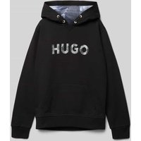 HUGO Hoodie mit Label-Print in Black, Größe 176 von HUGO