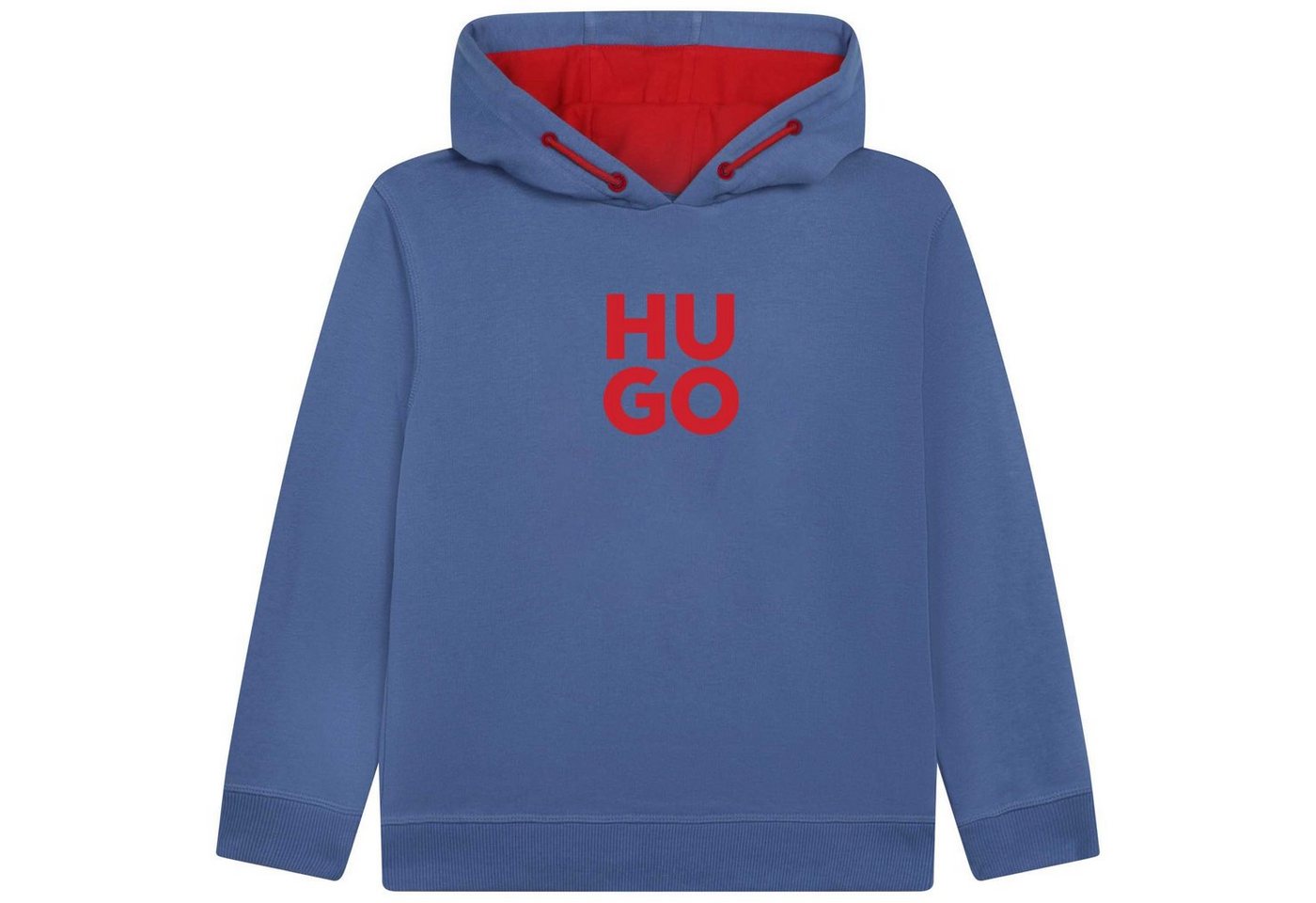 HUGO Kapuzenpullover HUGO Kids Hoodie Kapuzensweatshirt blau mit rotem Logo (1-tlg) von HUGO