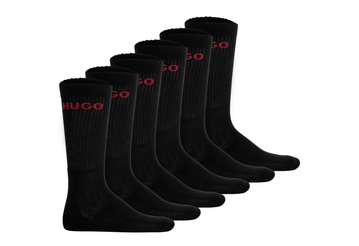 HUGO Kurzsocken Herren Socken 6er Pack Baumwolle 6P QS RIB LOGO CC (Packung, 6er Pack) von HUGO