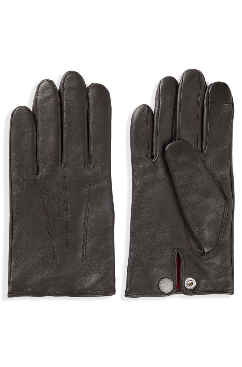 HUGO Lederhandschuhe "Jaan", mit Logo auf dem Knopf von HUGO
