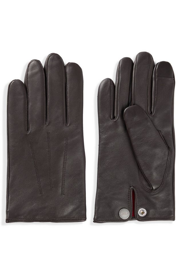 HUGO Lederhandschuhe Jaan mit Logo auf dem Knopf von HUGO