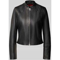 HUGO Lederjacke mit Ziernähten Modell 'Lasari' in Black, Größe M von HUGO