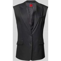 HUGO Leinenweste mit Reverskragen Modell 'Amise' in Black, Größe 42 von HUGO