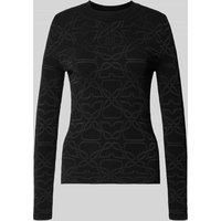 HUGO Longsleeve aus Viskose-Mix in Strick-Optik Modell 'Satero' in Black, Größe S von HUGO