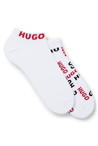 HUGO Herren 2P As Logoallover Cc Ankle Socks, White100, 35-38 von HUGO