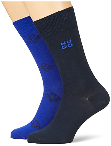 HUGO Men's 2P RS Allover CC Regular_Socks, Medium Blue424, 35-38 von HUGO