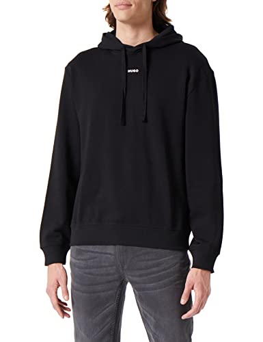 HUGO Herren Dapo Relaxed-Fit Hoodie aus Baumwoll-Terry mit Logo-Print Schwarz L von HUGO