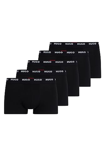 HUGO Herren Trunk Five Pack Fünfer-Pack eng anliegende Boxershorts aus Stretch-Baumwolle mit kurzem Bein und Logos am Bund Schwarz XS von HUGO
