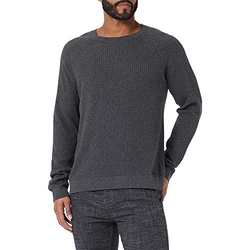 HUGO Men's Sribon Knitted_Sweater, Dark Grey21, S von HUGO