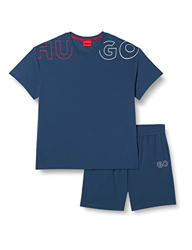 HUGO Men's Tagged Short Pyjama_Set, Open Blue468, L von HUGO