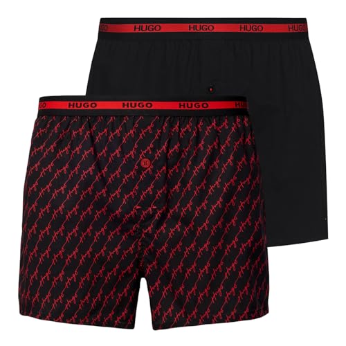 HUGO Men's Woven TWINPACK Boxer_Short, Black7, S von HUGO