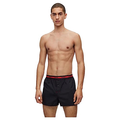 HUGO Men's Woven TWINPACK Boxer Short, Dark Blue405, L von HUGO