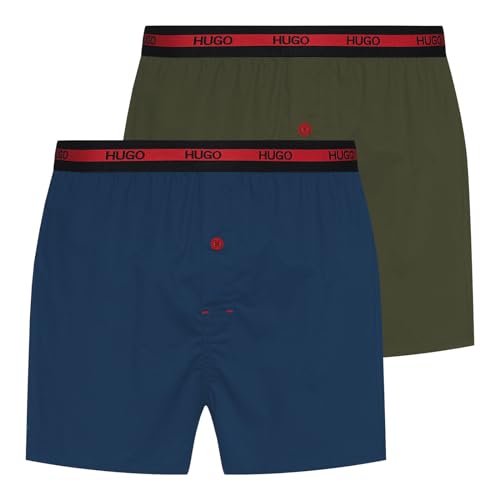 HUGO Men's Woven TWINPACK Boxer_Short, Medium Blue420, M von HUGO