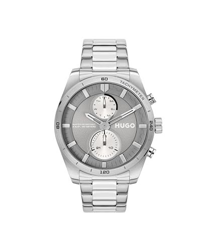 HUGO Multi Zifferblatt Quarz Uhr für Herren Kollektion #FAST mit Silbernes Edelstahlarmband - 1530372 von HUGO