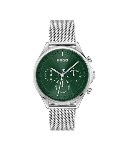 HUGO Multi Zifferblatt Quarz Uhr für Herren Kollektion #Smash Multi mit Silbernes Edelstahl-Mesh-Gliederarmband - 1530409 von HUGO